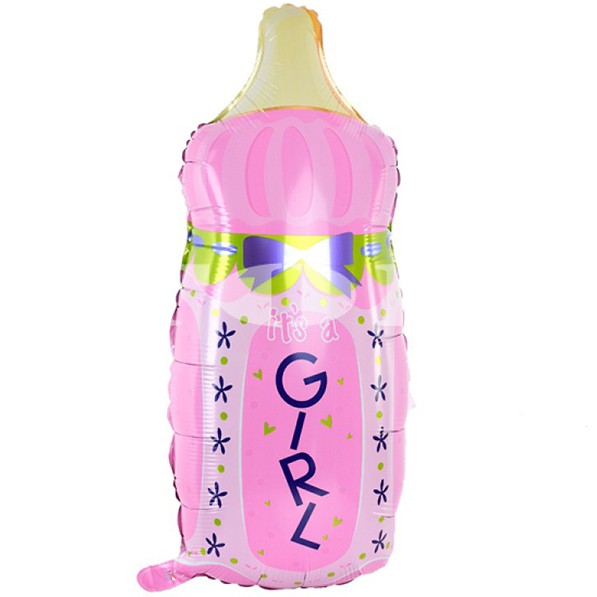Фигурный шар, фольгированный с гелием, бутылочка "It's a GIRL"