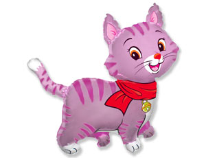Фольгированная фигура, Кошечка с шарфом розовая 91*93 см
