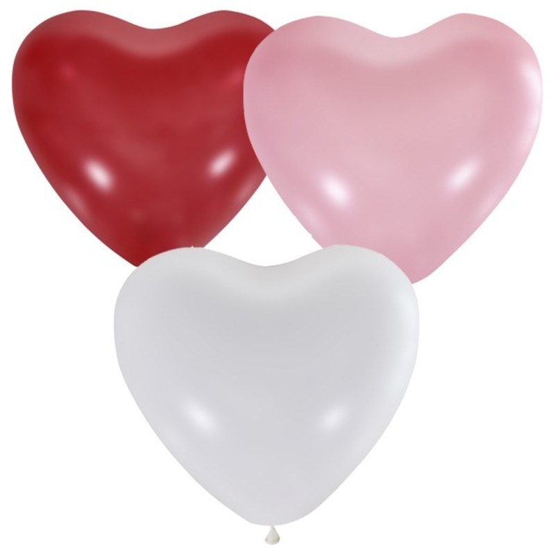 Сердце красное, розовое, белое, латекс 35 см. 